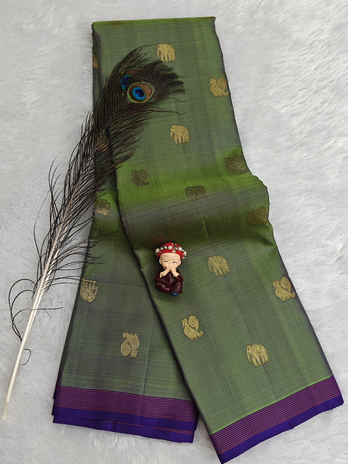 Pastel Green Pure Silk Saree