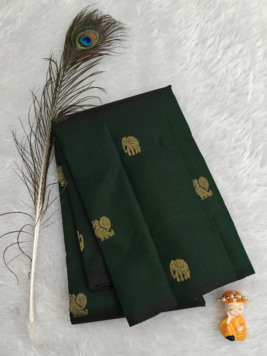 Dark Green Pure Silk Saree