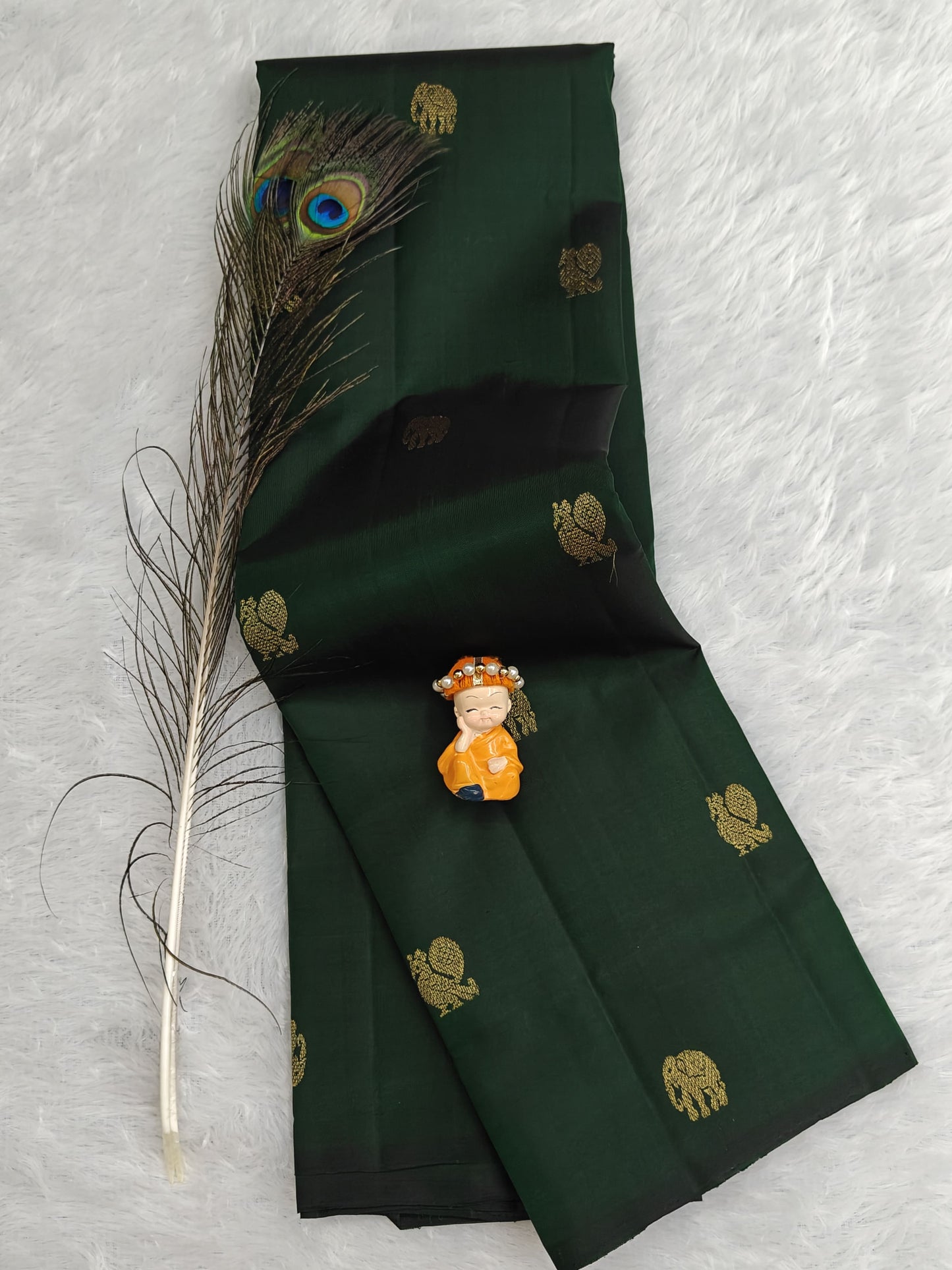 Dark Green Pure Silk Saree