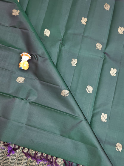 Dark Green Pure Silk Saree