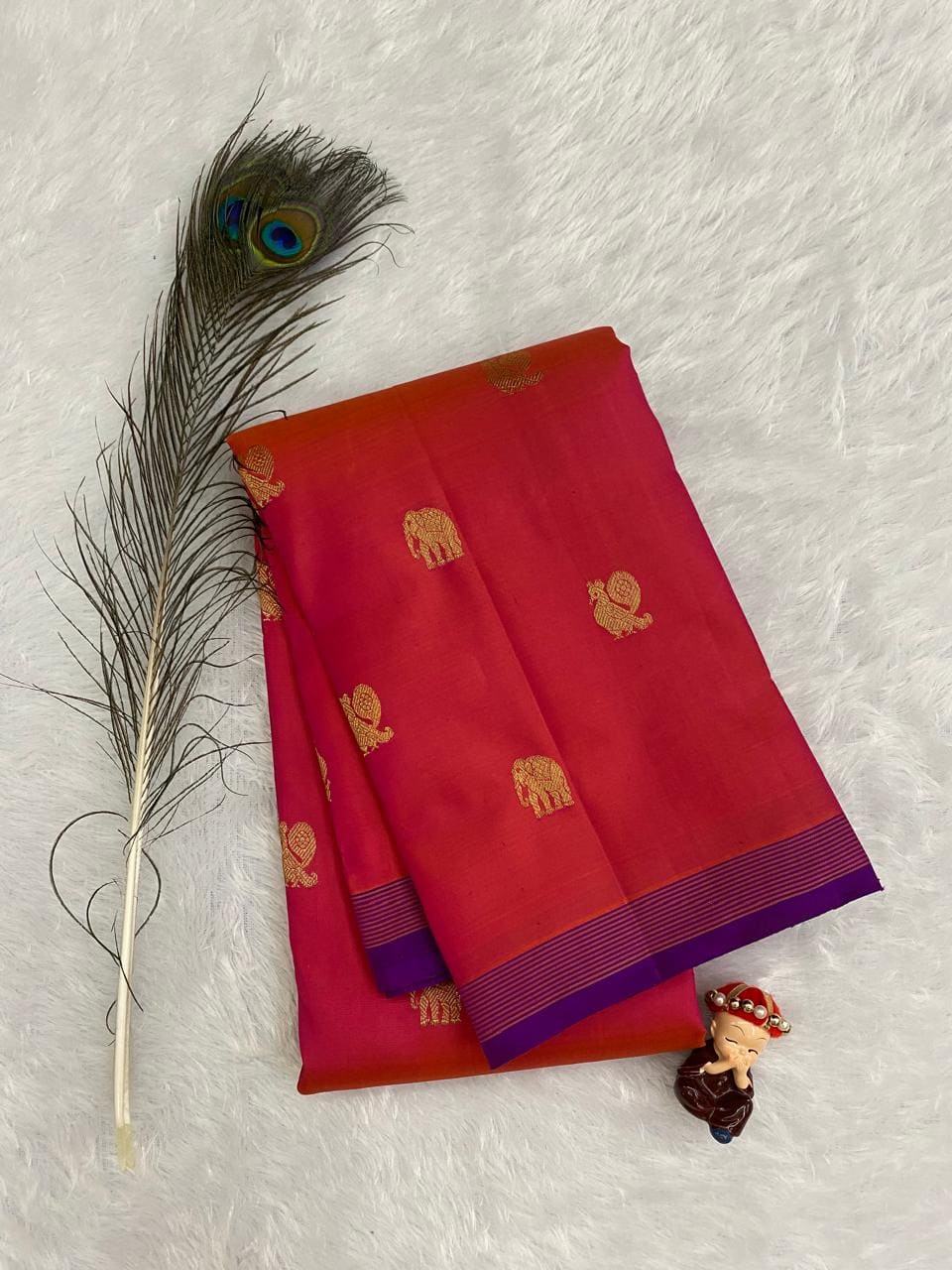Peach Pure Silk Saree