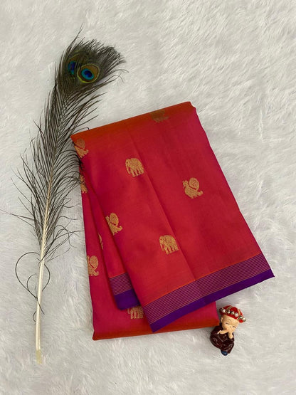 Peach Pure Silk Saree
