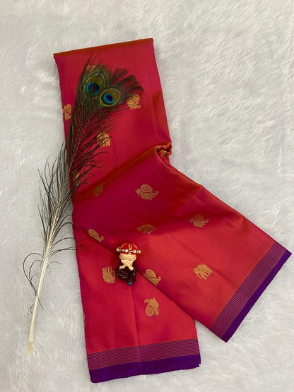 Peach Pure Silk Saree