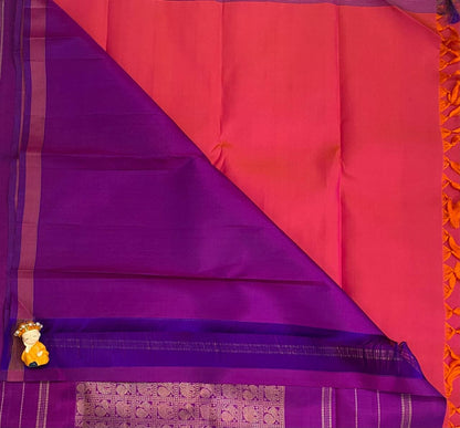 Peach Pure Silk Saree