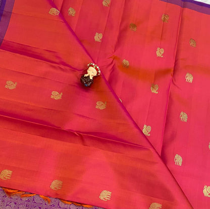 Peach Pure Silk Saree