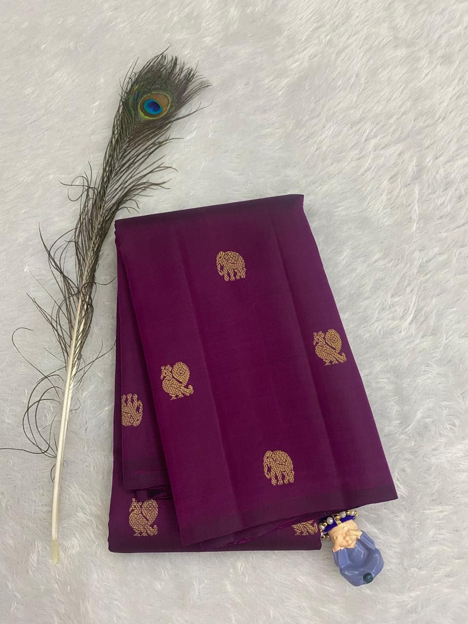 Wine Color Pure Silk Saree
