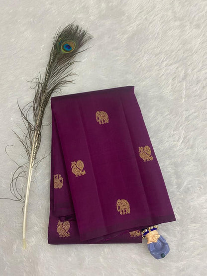 Wine Color Pure Silk Saree