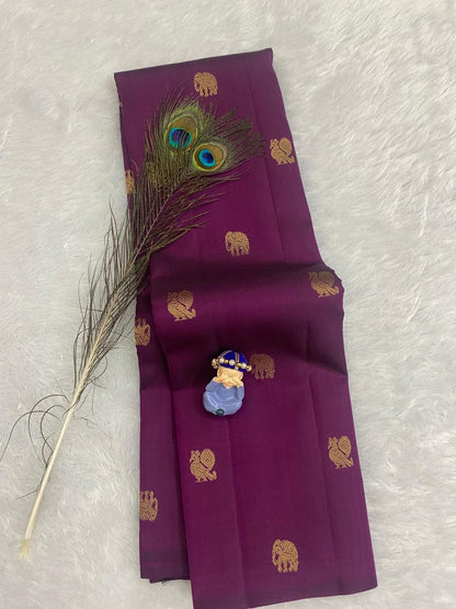 Wine Color Pure Silk Saree