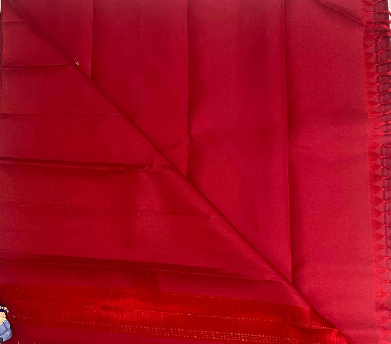 Elegant Red Pure Silk Saree