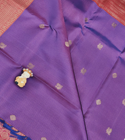 Purple Pure Silk Saree with Red Border