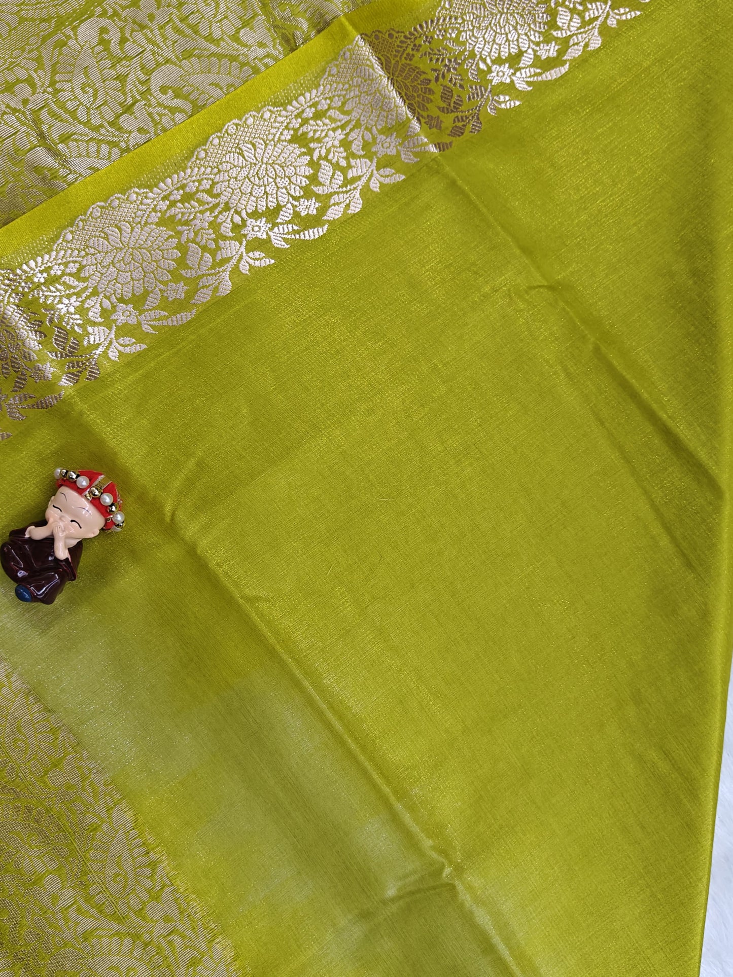 Green Satin Semi Silk Saree