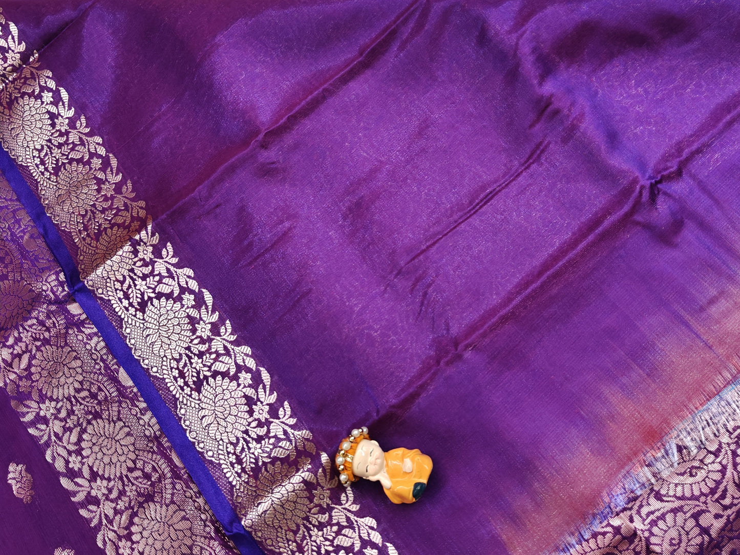 Purple Satin Semi Silk Saree