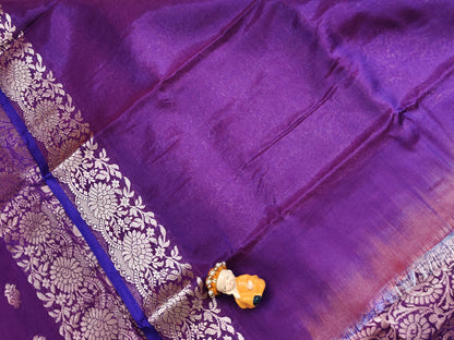Purple Satin Semi Silk Saree