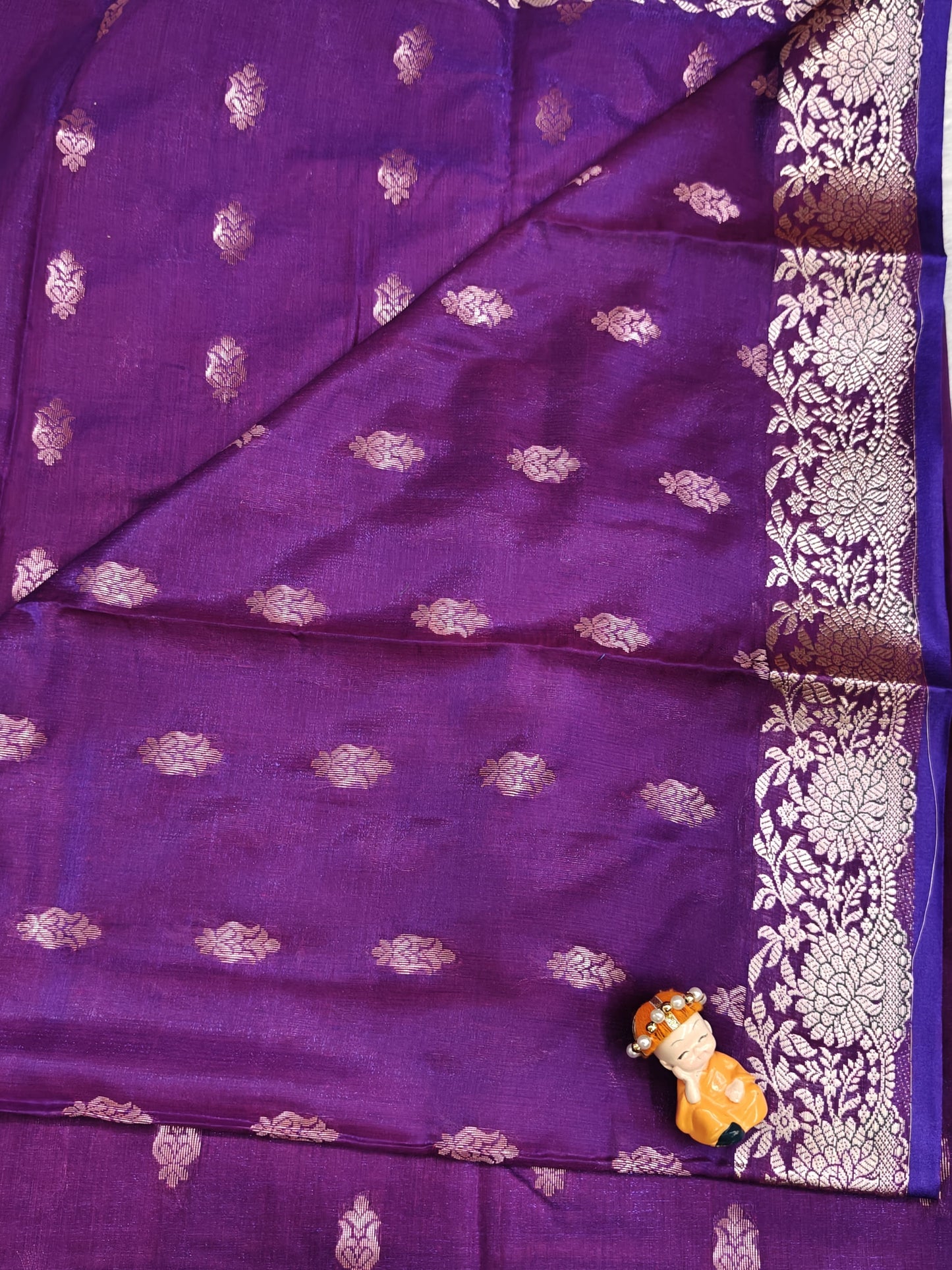 Purple Satin Semi Silk Saree