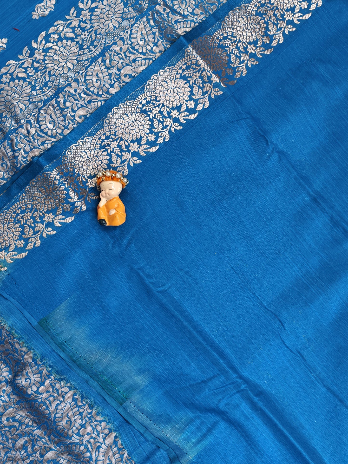 Sky Blue Satin Semi Silk Saree