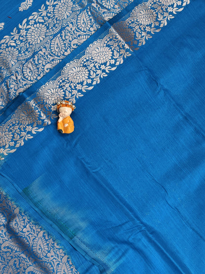 Sky Blue Satin Semi Silk Saree