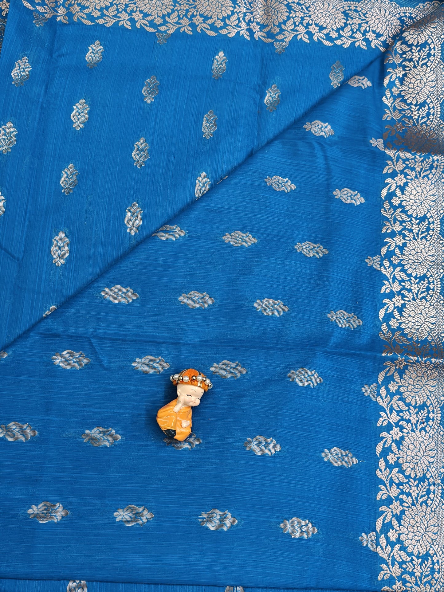 Sky Blue Satin Semi Silk Saree