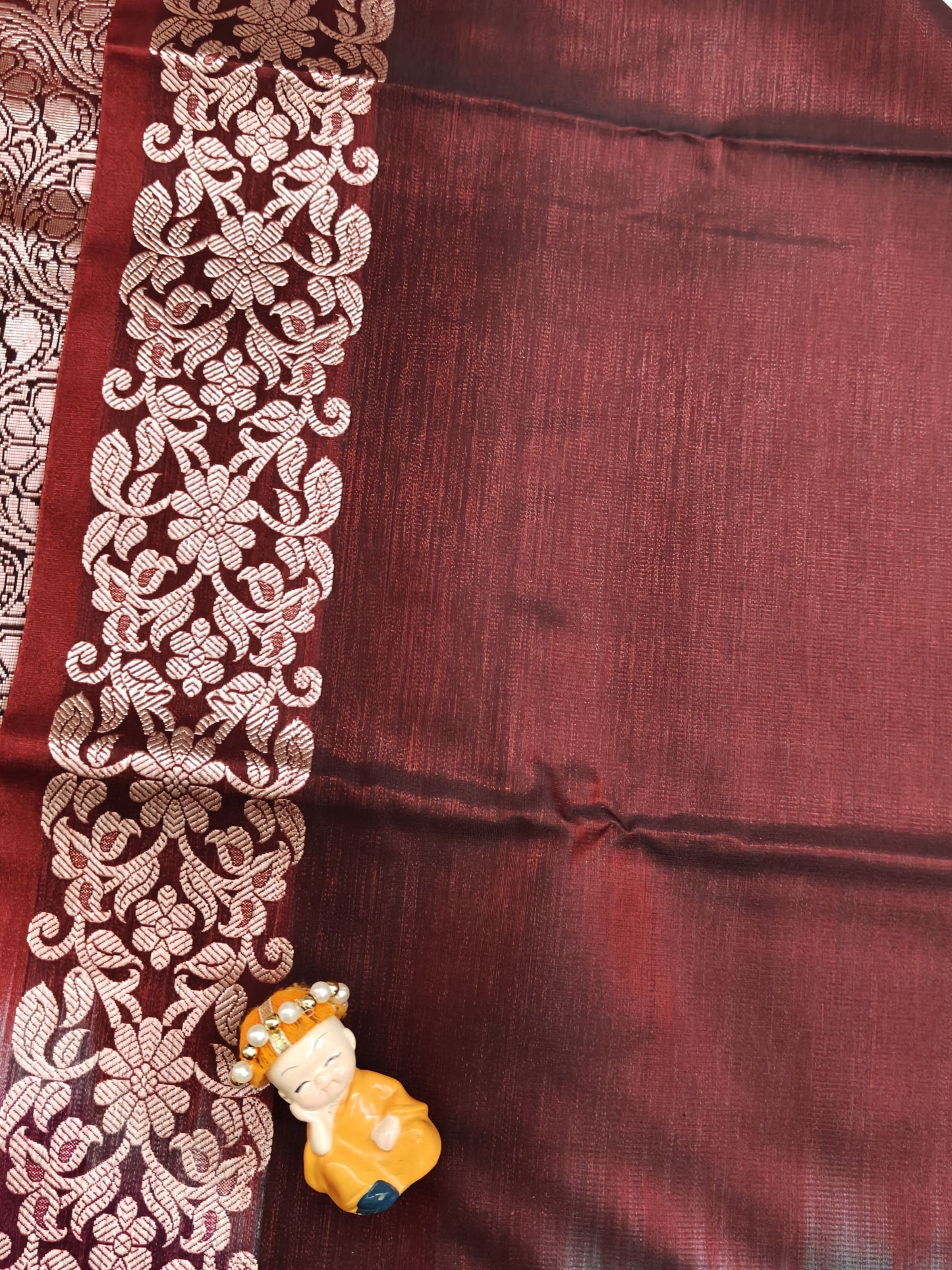 Maroon Satin Semi Silk Saree