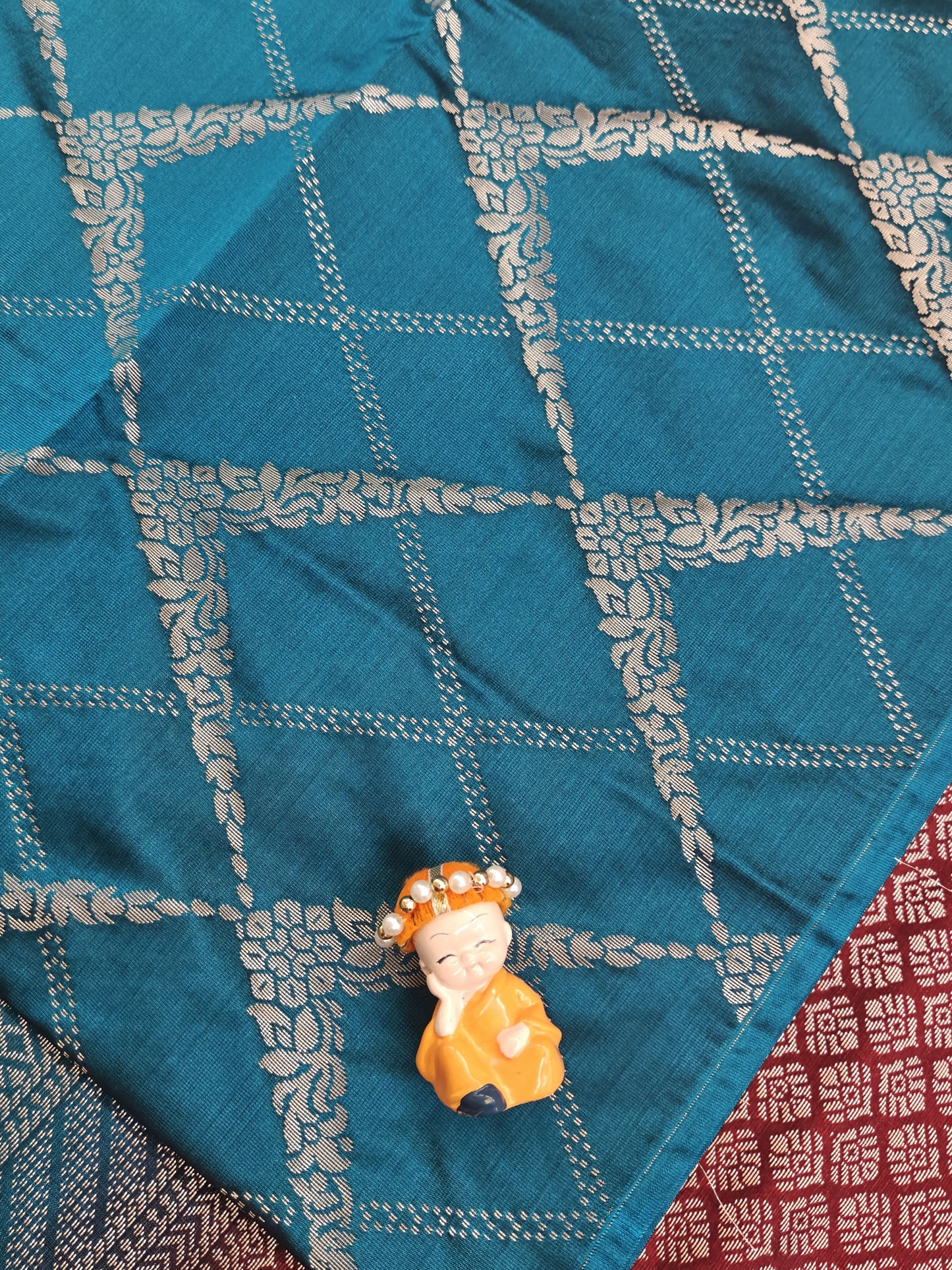 Peacock Blue Semi Soft Silk Saree