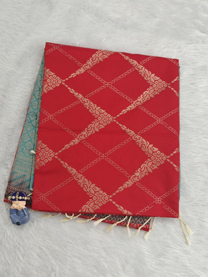 Red Semi Soft Silk Saree