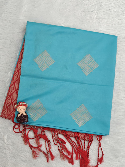 Sky Blue Semi Soft Silk Saree