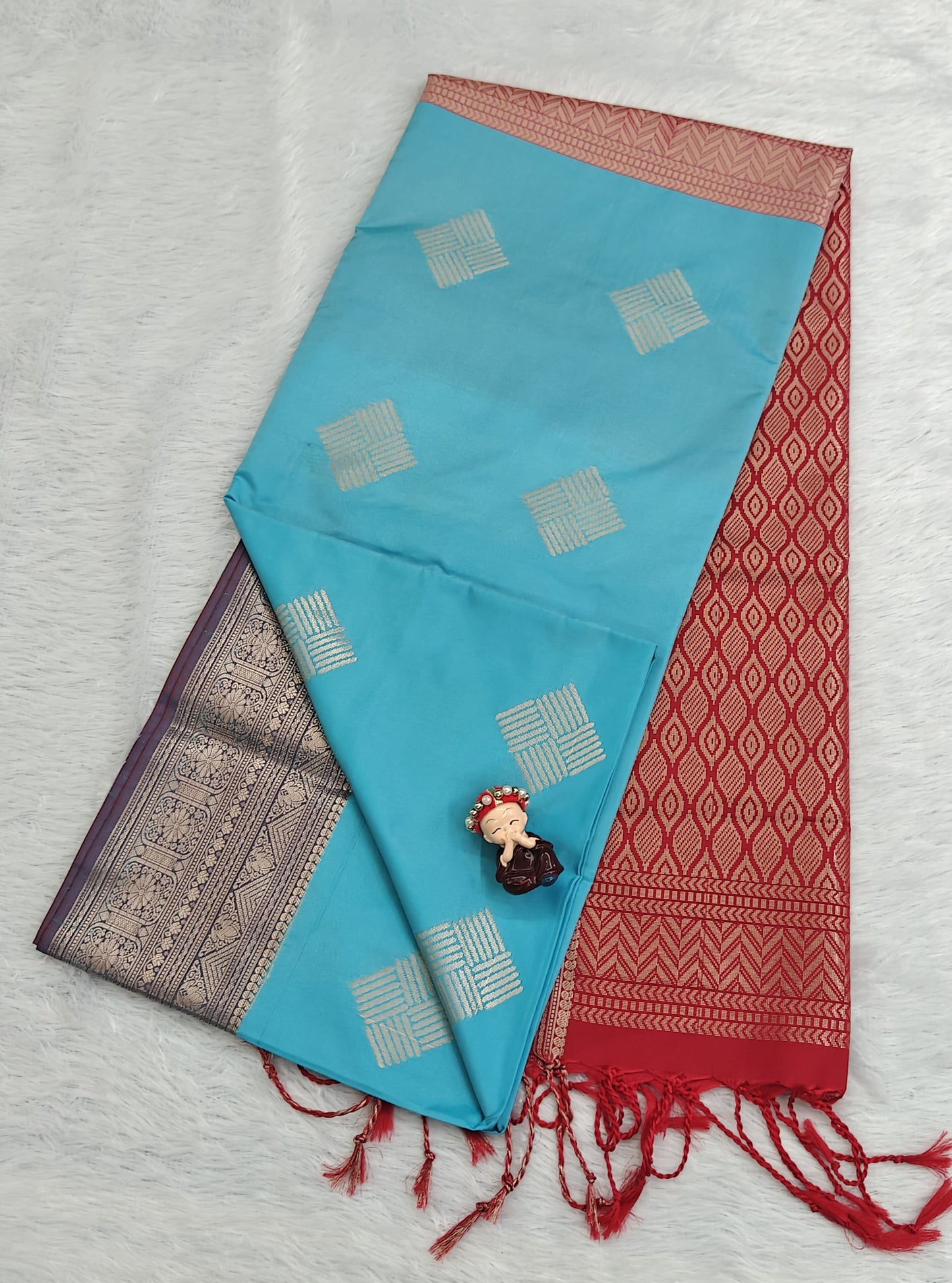 Sky Blue Semi Soft Silk Saree