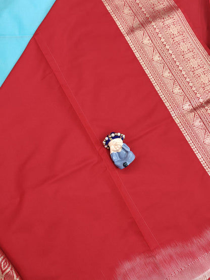 Sky Blue Semi Soft Silk Saree