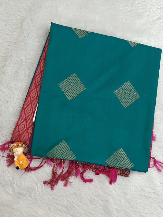 Embroidered Green Semi Soft Silk Saree