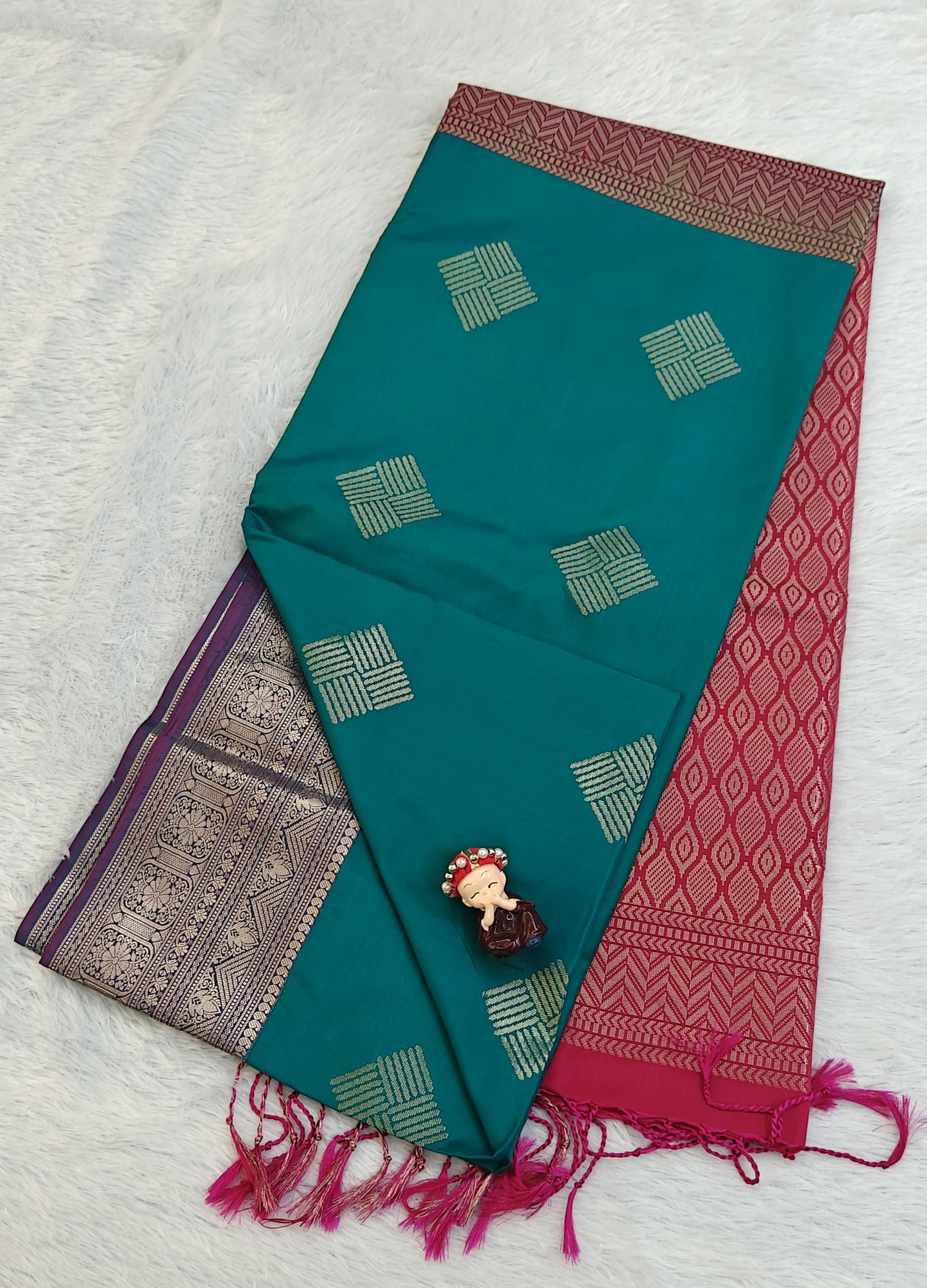 Embroidered Green Semi Soft Silk Saree