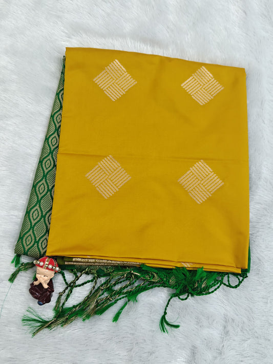 Yellow Semi Soft Silk Saree