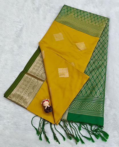 Yellow Semi Soft Silk Saree