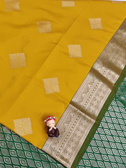 Yellow Semi Soft Silk Saree