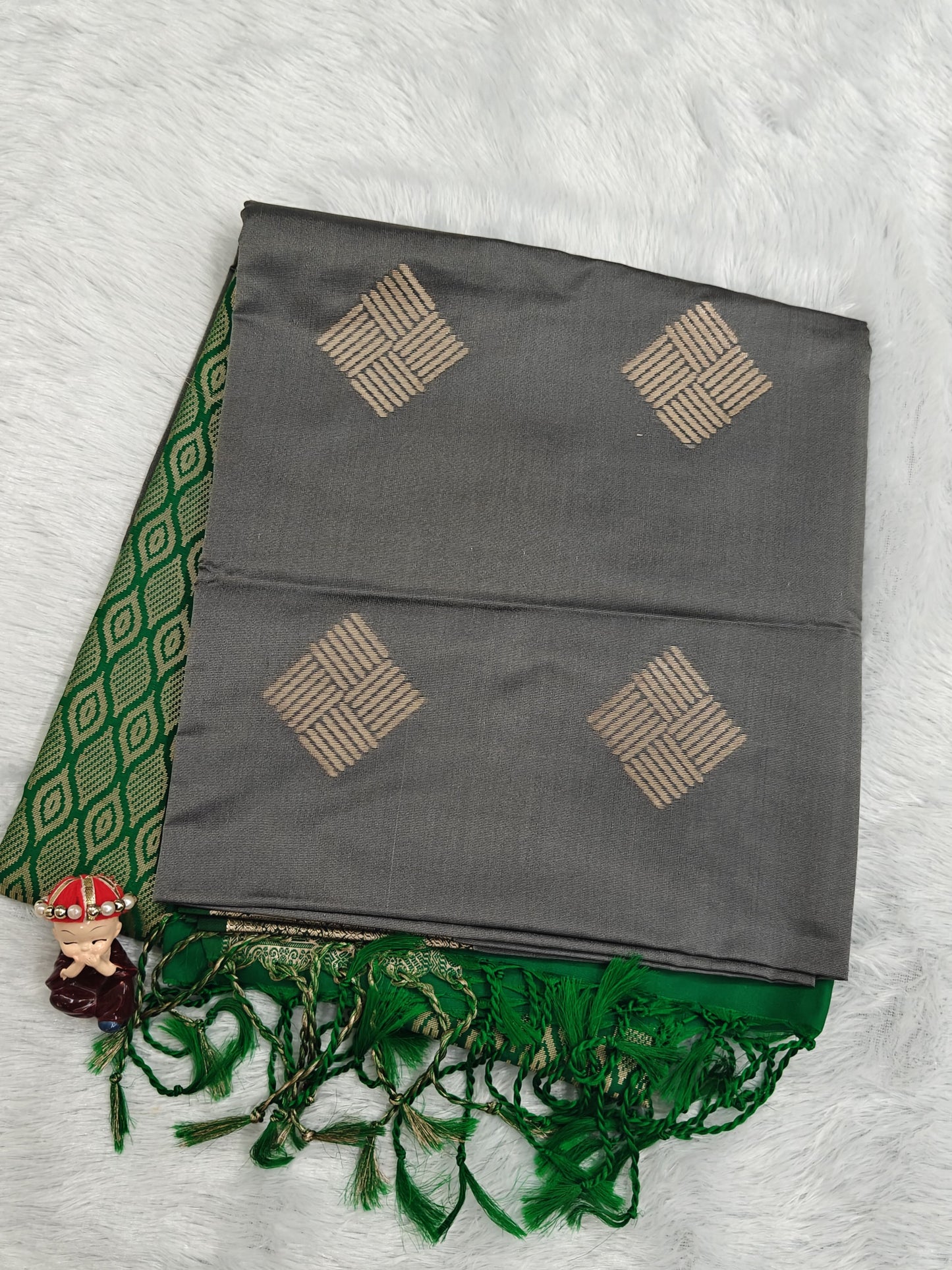 Grey Semi Soft Silk Saree