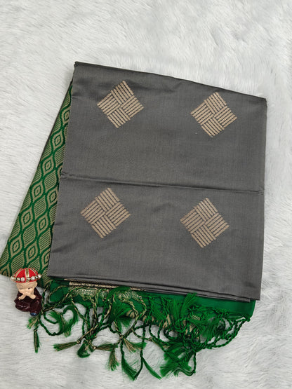 Grey Semi Soft Silk Saree