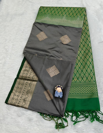 Grey Semi Soft Silk Saree
