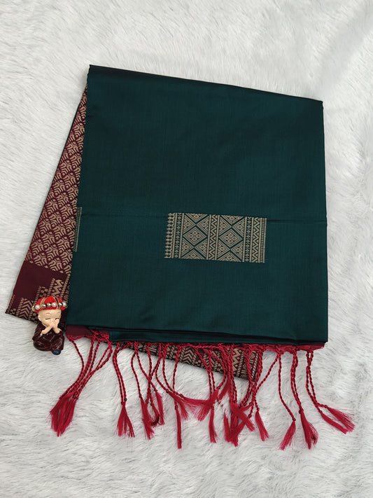 Dark Green Semi Soft Silk Saree