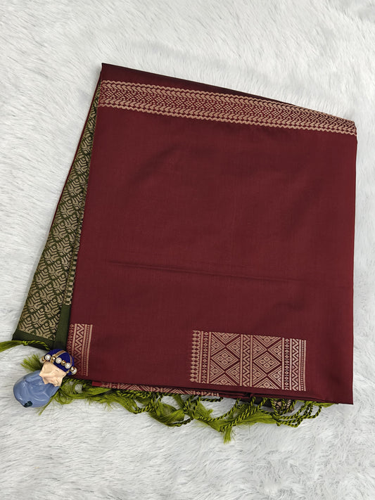 Maroon Semi Soft Silk Saree