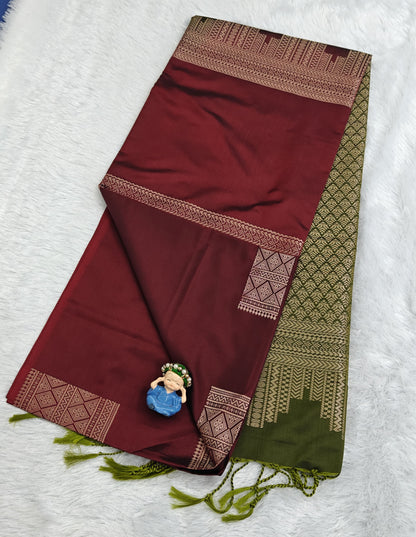 Maroon Semi Soft Silk Saree