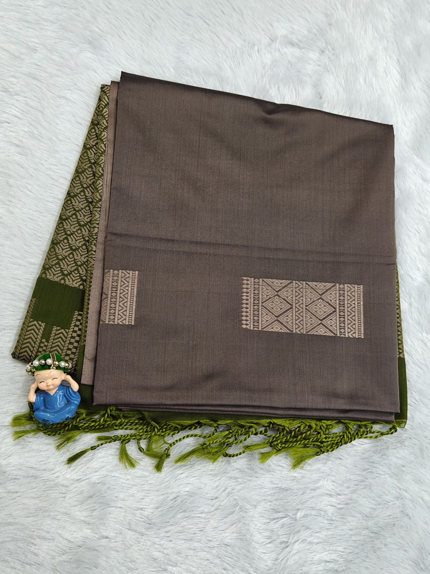 Grey Semi Soft Silk Saree
