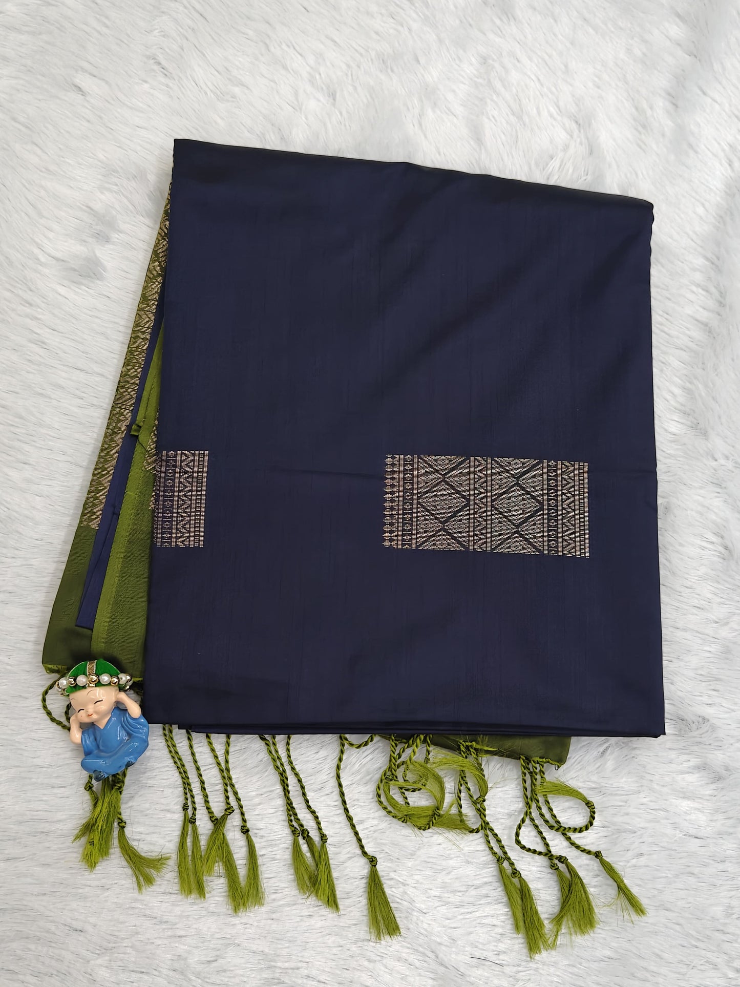 Dark Blue Semi Soft Silk Saree