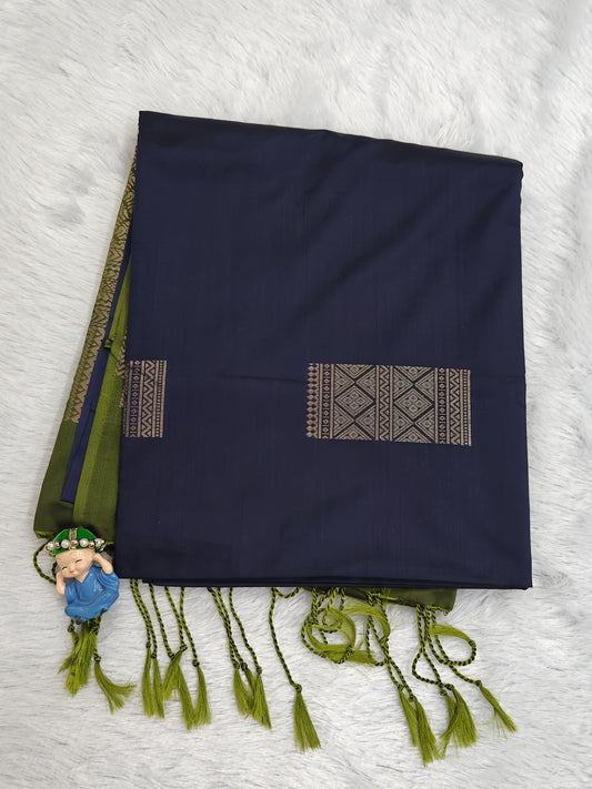 Dark Blue Semi Soft Silk Saree
