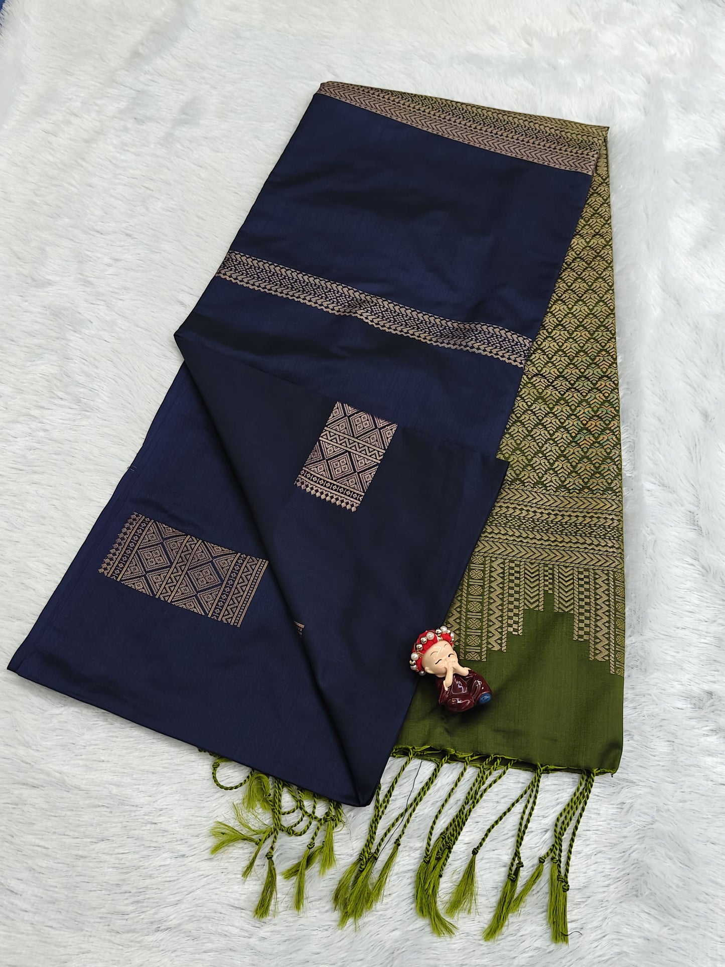 Dark Blue Semi Soft Silk Saree