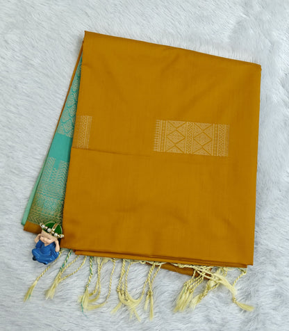 Mustard Yellow Semi Soft Silk Saree