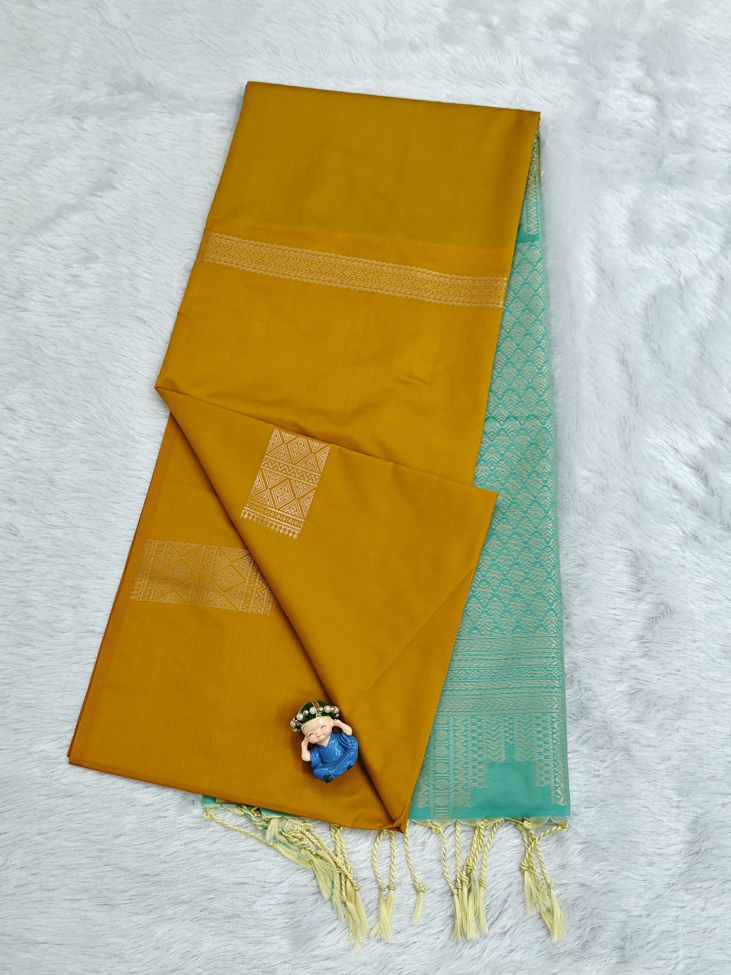 Mustard Yellow Semi Soft Silk Saree