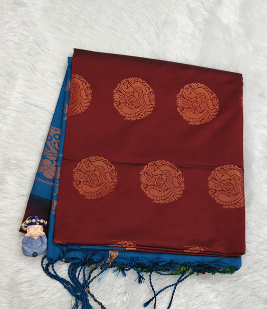 Maroon Semi Soft Silk Saree