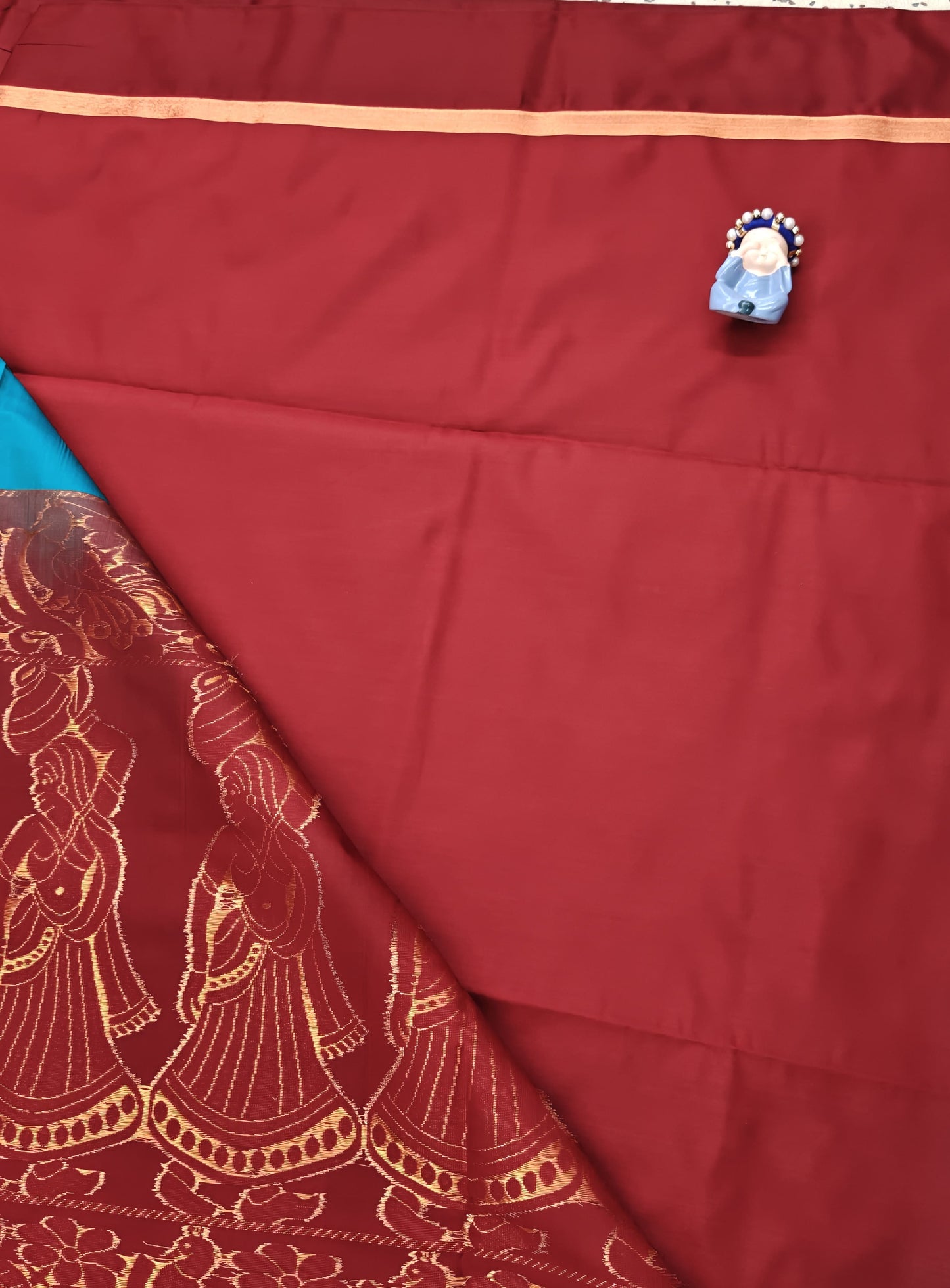 Peacock Blue Semi Soft Silk Saree