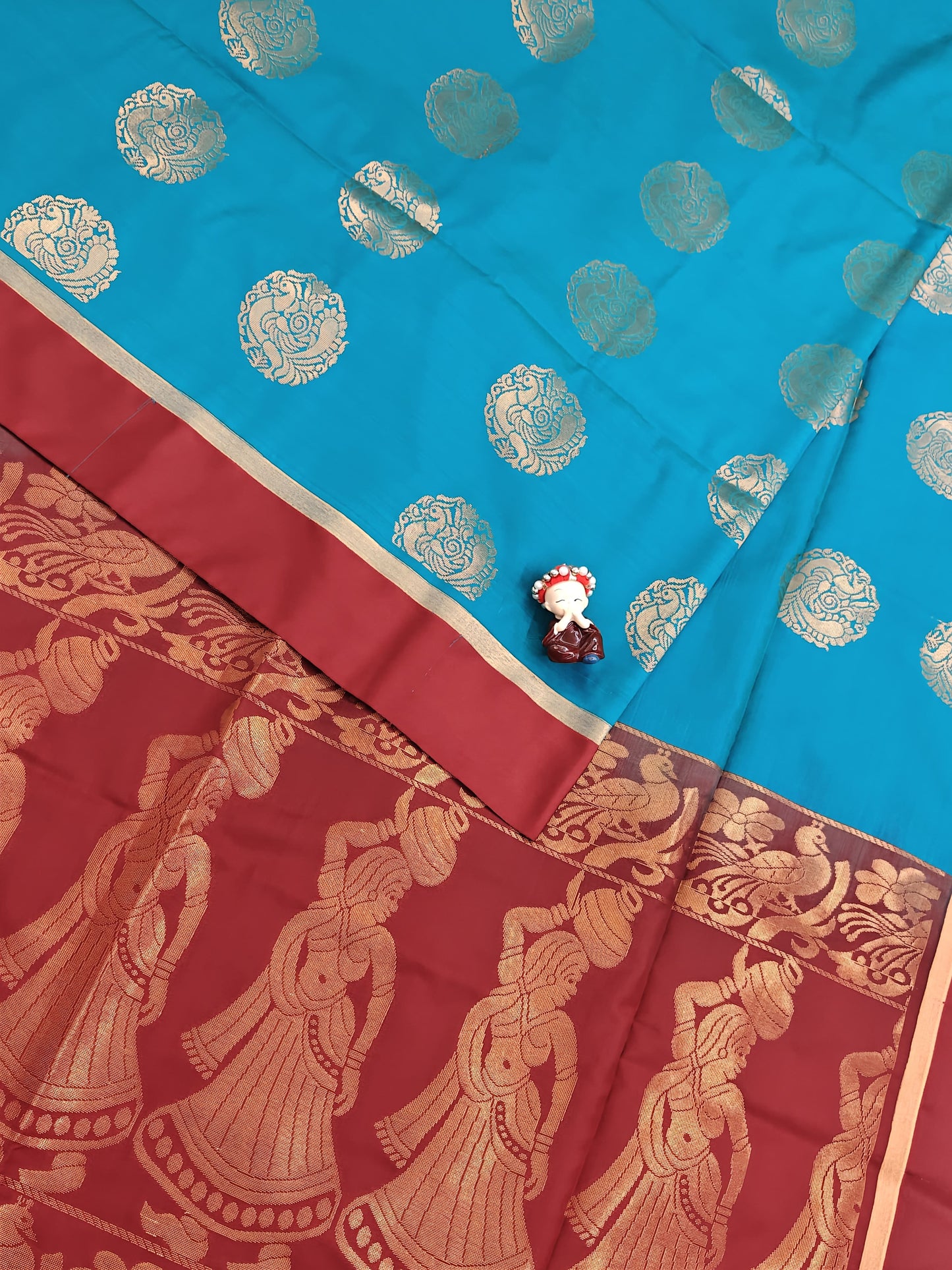 Peacock Blue Semi Soft Silk Saree
