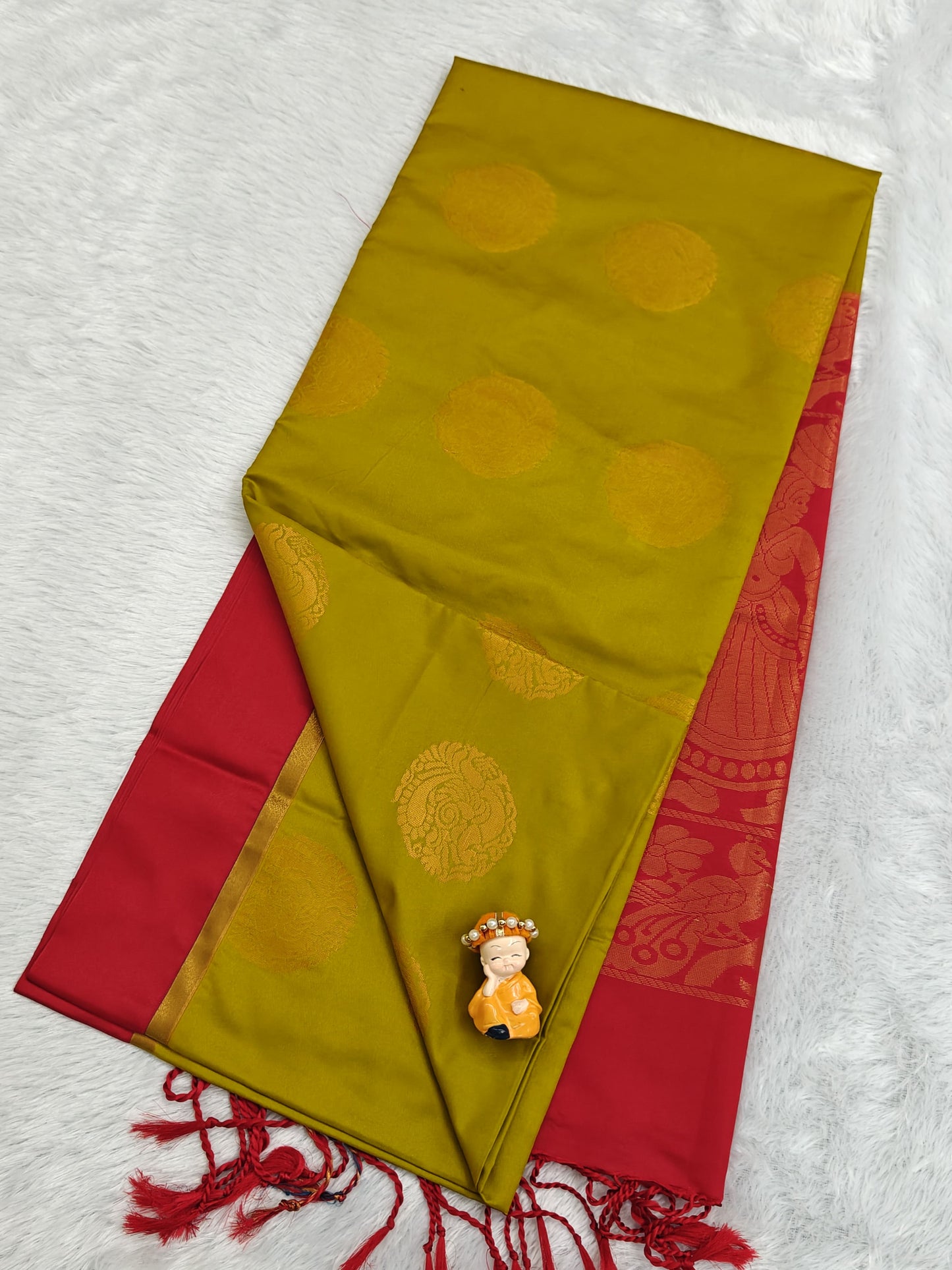 Mustard Yellow Semi Soft Silk Saree