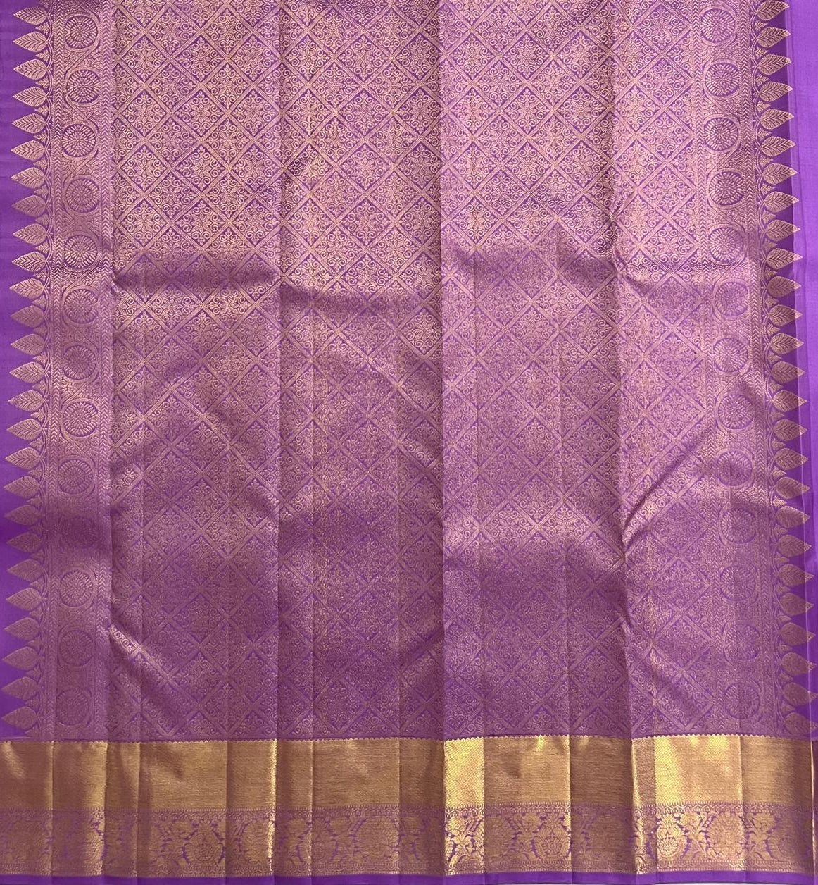 Kanchipuram pure silk saree - Purple with Rich Gold Zari Traditional Border