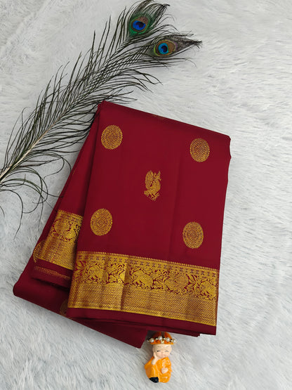 Maroon Pure Silk Saree